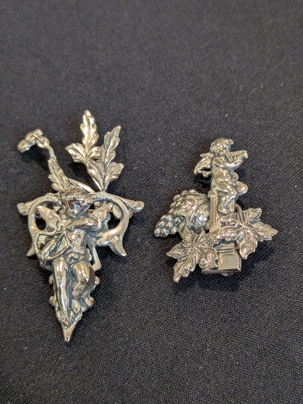 Dexter Wilson Silver-Tone Cherub Brooch Set